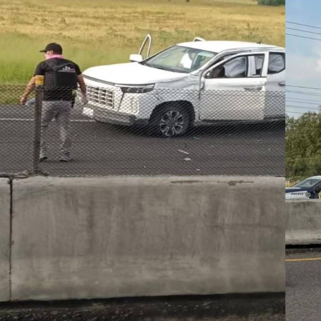 La camioneta chocó contra el muro al intentar escapar.